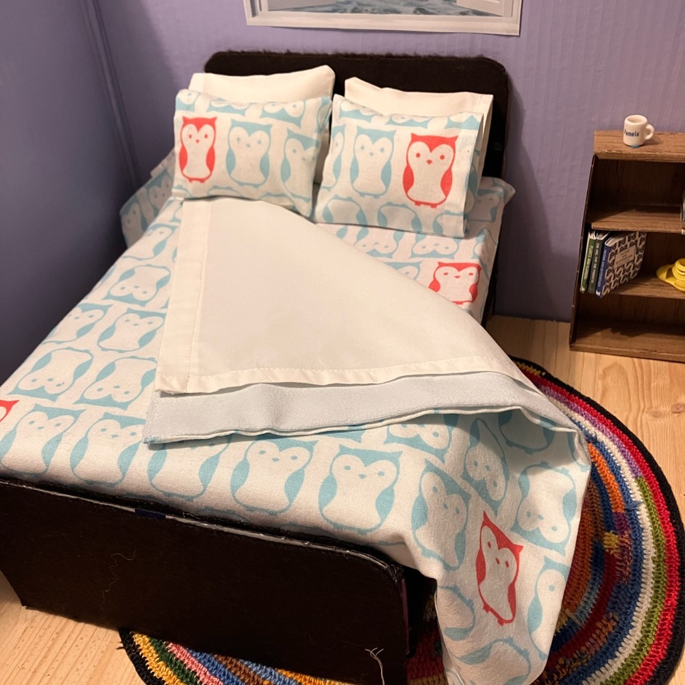 SOLD Miniature Dollhouse RH or Barbie doll bedding for dollhouse or diorama